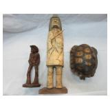 Turtle Shell, Hand Carved Cowboy, Indian