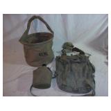 WWII Army Bucket, Canteen & Backpack