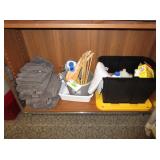 Towels, Clothes Hangers, Cleaning Supplies, Tote