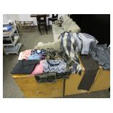 Totes of Clothing: Jackets, Shirts, Pants