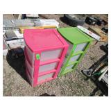 Pink and Green Three Drawer Storage