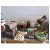 Crosstitch Artwork, Oil Lamp, Glass Bowls, Lamps