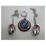 Captain America Keychain And 2) Iron Man Pocket
