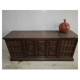 Wooden Cabinet and Pumpkin Decoration