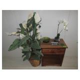 Small Side Table with Artificial Plants,