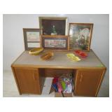 Desk, Artwork, Pool Toys, Ceramic Plates