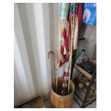 Barrel, Cane, Tiki Torches, American Flag