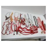 Red Colored, Beaded Costume Jewelry