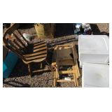 Wooden Chair, Plastic Drawers, TV Trays