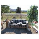 Couch, Wooden TV Trays, Artificial Plant