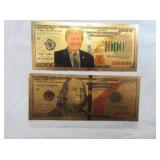 Gold Colored Trump Note And 24k Gold Flake Note