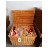 Wicker Basket Chest With Yarn, Embroidery, Pattern