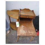 Vintage End Table And Corner Shelf