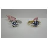 2) Ladies Rings Size 6 1/2 Sterling Silver And