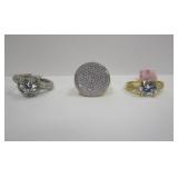 3) Ladies Rings Size 5 1/2 - 6 1/2 Sterling Silver