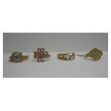 4) Ladies Rings Size 5 1/2 - 7 1/2 Sterling Silver