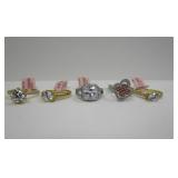 5) Ladies Rings Size 5 1/2 - 7 1/2 Sterling Silver