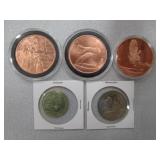 Copper Owl Coin, Dont Tread on Me Coin, Bat Coin