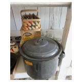 Water Bath Canner, Quart Canning Jars, Wooden Box