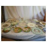 Collector and China Plates, Tea Pot, Serving Bowl
