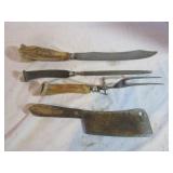 Antler Carving Set, Meat Cleaver