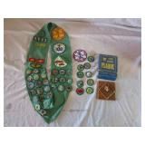 Cub Scout Plaque, Girl Scout Sash and Patches
