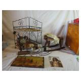 Wicker Corner Shelf, Rocking Horses, Saddle Clock