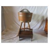 Wood Knitting Stand, Sewing Box with Contents