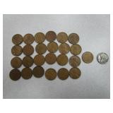 25) Wheatback Pennies, 1) Steel Penny