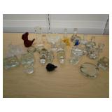 Colored Glass And Clear Glass Figurines, Candle