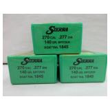 3) Sierra 270 Cal .277 Dia 140 Gr Spitzger Bullets