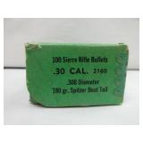 1) Sierra .30 Cal .308 Dia Spitzer Bullets