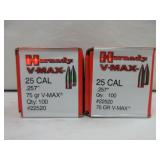 2) Hornady 25 Cal Bullets