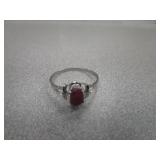 White Gold Ruby Ring, Dinner Style Ring