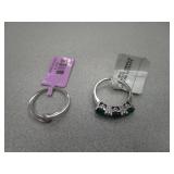 Diamond and Emerald Ring, Sterling Silver Diamond-