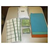 2) Green Kitchen Towel Sets, 3 Microfiber Towels