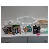 Bathroom Essentials: Cocoa Butter, Aloe, Baskets,