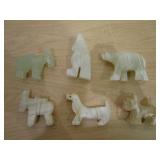 6) Marble / Stone Animal Figurines