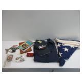 US Flag, Boy Scout Shirt, Hat, Patches, Book