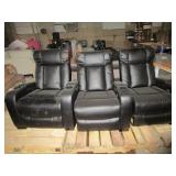 3) Black Leather Theater Room Style Chairs