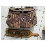 Fishing Creel and Raccoon Decor