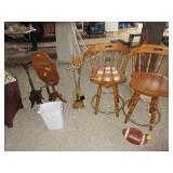Wooden Stools, Sports Balls, Painted Wood Table,