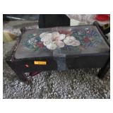 Footstool with Pillow and Floral Designs