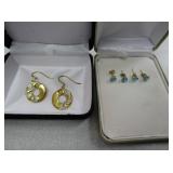 Gold / Sterling Silver and Topaz Earrings