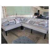 Cream Colored Corner Couch Set with Pillows