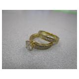 Size 7 Sterling Silver / Gold Wedding Ring Set