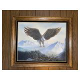 Signed NEVA Eagle in Flight Painting