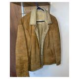 Levis Western Wear Tan Leather and Fleece Coat