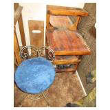 Wood End Table, Blue Vanity Chair