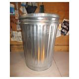 Metal Garbage Can with Contents